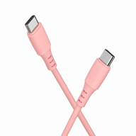 Cellect USB-C és USB-C puha szilikon adat és töltőkábel, 100 cm, Pink