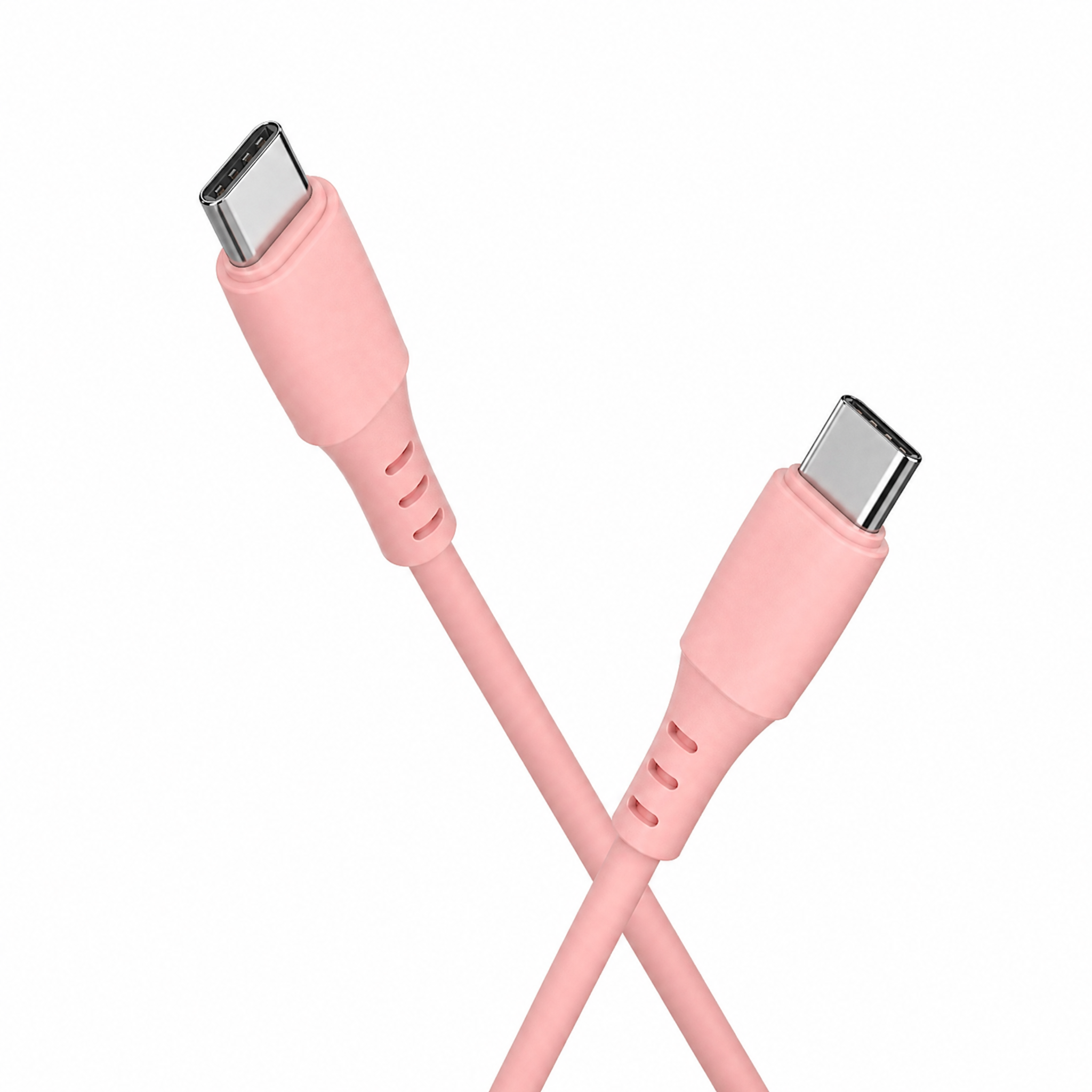 Cellect USB-C és USB-C puha szilikon adat és töltőkábel, 100 cm, Pink