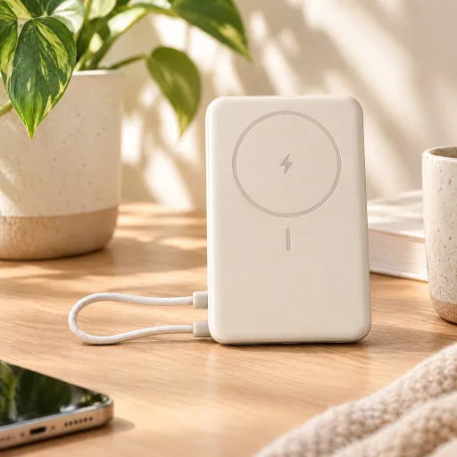 Xiaomi Magnetic bézs Power Bank 10000 mAh beépített kábel és kitámasz