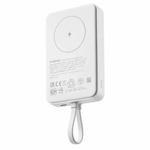 Xiaomi Magnetic fehér Power Bank 10000mAh beépített Usb-C kábel