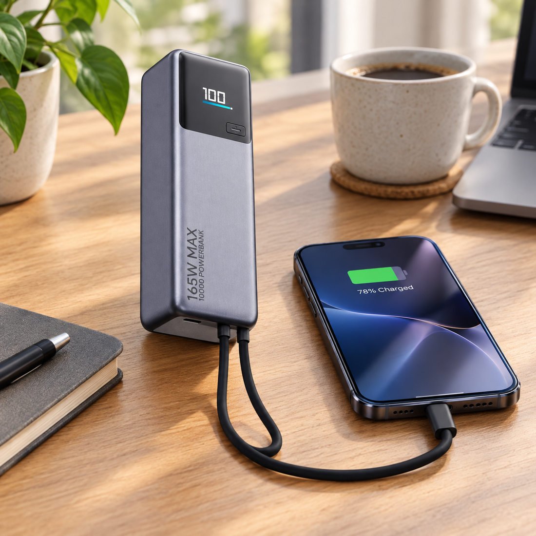 Xiaomi PowerBank 165 W 10000mAh usb-c kábellel, szürke